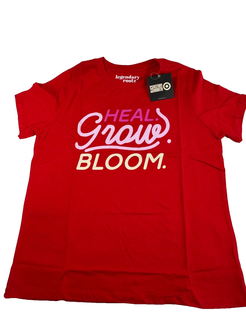 Legendary Rootz Black History Month Women's Heal Grow Bloom Shirt L Red
